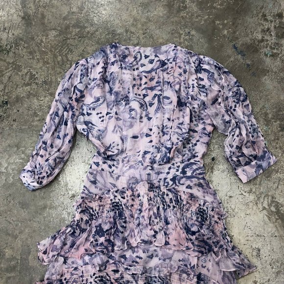 IRO Rahue Dress Light Purple Tiered Ruffle Smocked - Picture 7 of 9